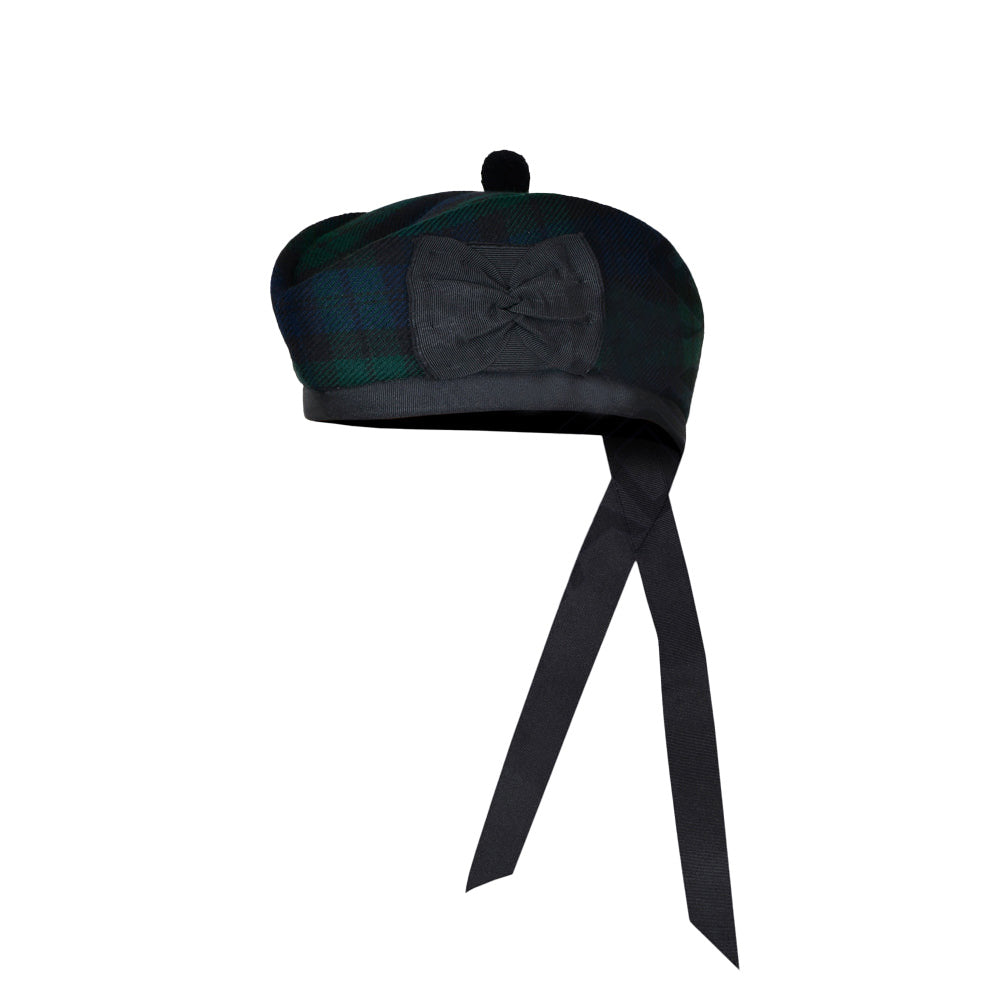 Scottish Black Watch Glengarry Hat with Red Pompom