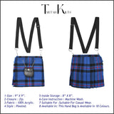 Traditional Scottish Women Tartan Bag Pleated Crossbody Purse - Adjustable Straps, Zip Closure Elliot Modern Tartan