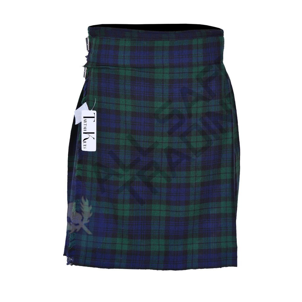Men's Scottish 6 Piece Casual Kilt Outfit with Sporran, Black Watch Tartan Kilt