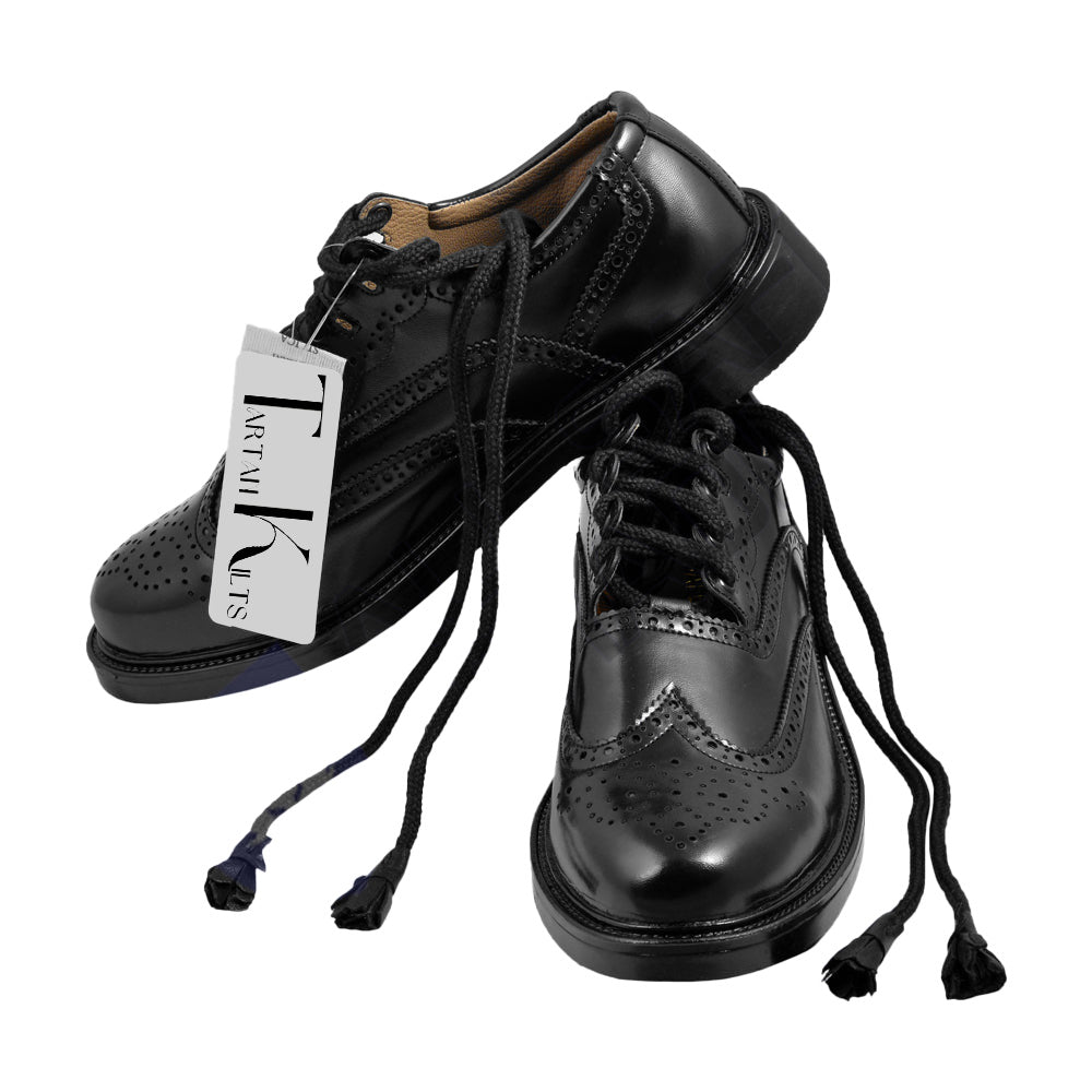 Scottish Black Synthetic Leather Ghillie Brogues Kilt Shoes UK Sizes 6-13