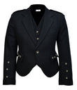 Scottish Black Tweed Argyle Kilt Jacket With Waistcoat/Vest - Sizes 36"- 54"