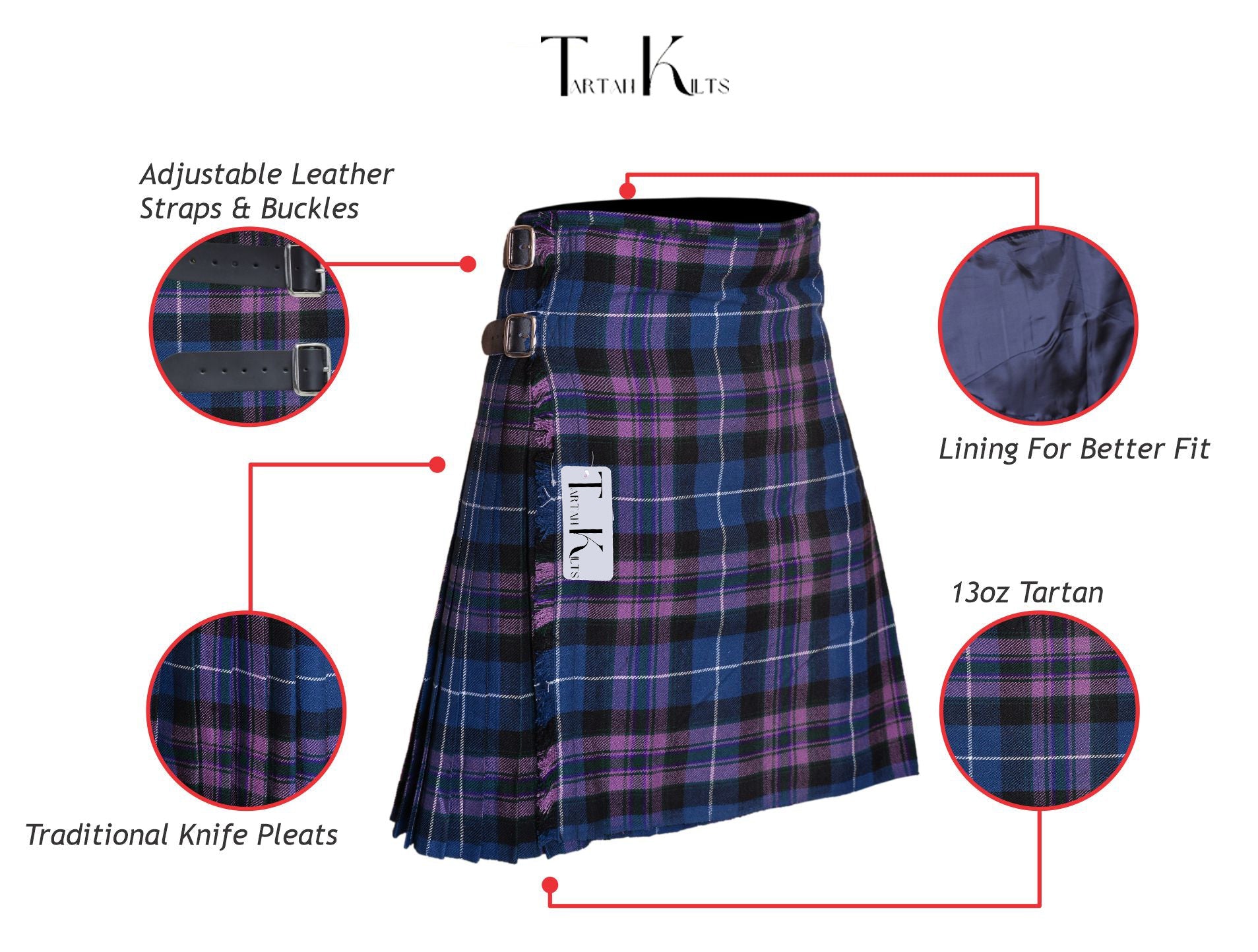 Men's 8 Yard Kilt for Men, Men's Deluxe Kilt, Scottish Tartan Kilt, Highland Wedding Kilt, Pride of Scotland Kilt