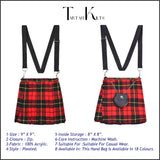 Traditional Scottish Women Tartan Bag Pleated Crossbody Purse - Adjustable Straps, Zip Closure Wallace Tartan