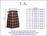 Graham of Montrose Weathered Tartan Kilt sizes