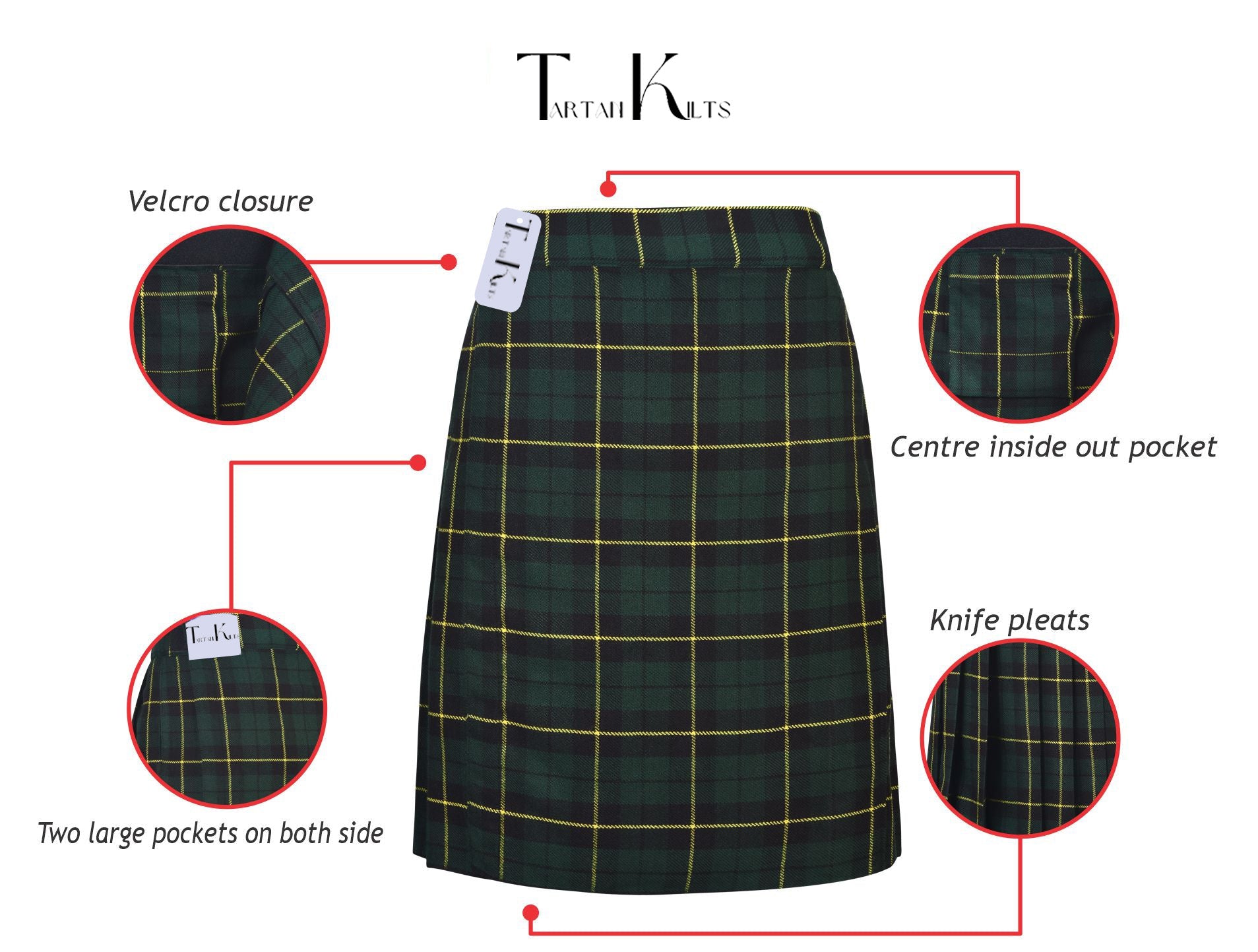 Mens Kilt for Sports, Our Golf Kilt Perfect for Traditional Scottish Clothing, Wallace Hunting Tartan Kilt