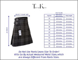 Men's 8 Yard Kilt for Men, Men's Deluxe Kilt, Scottish Tartan Kilt, Highland Wedding Kilt, Grey Watch Kilt