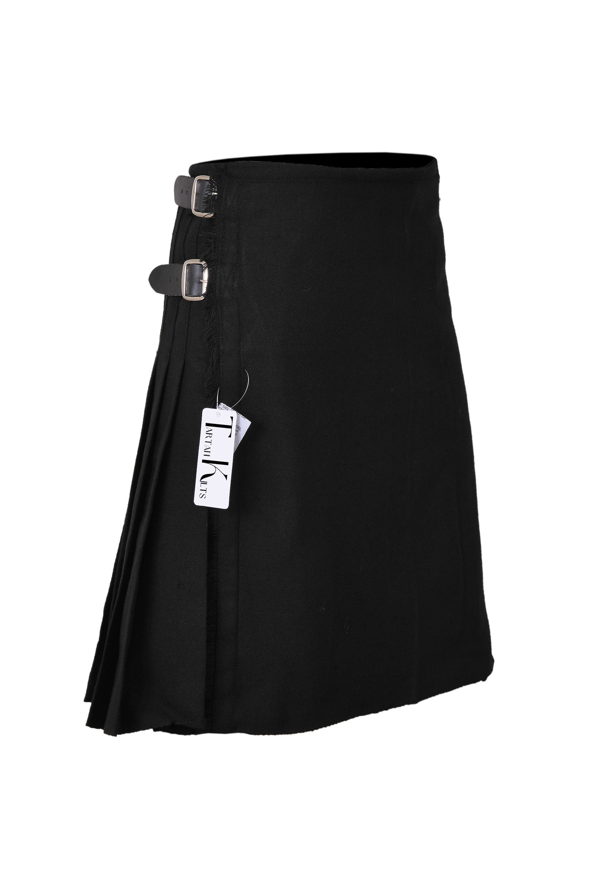 Scottish Traditional Tartan Kilt for Kids, Boys and Girls Toddler Kilts with Ease of Size - Plain Black Tartan