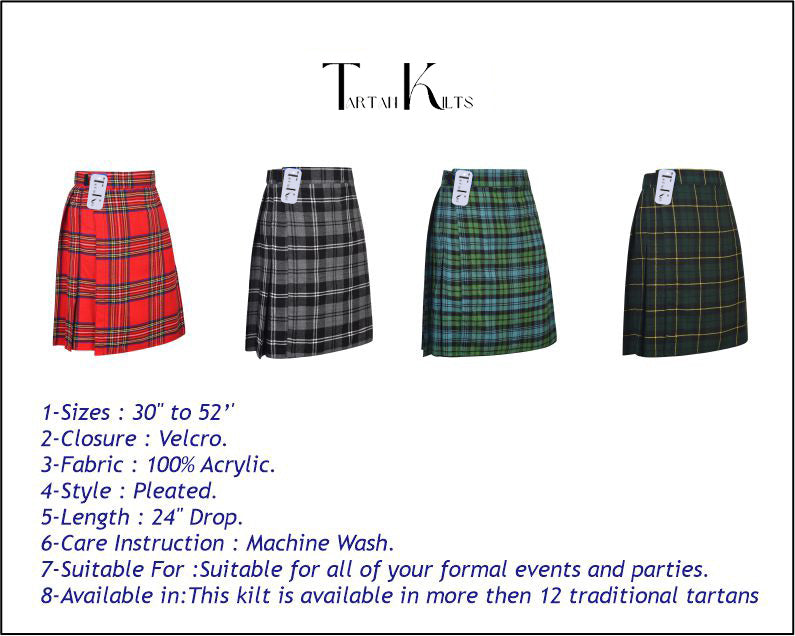 Mens Kilt for Sports, Our Golf Kilt Perfect for Traditional Scottish Clothing, Royal Stewart Tartan Kilt