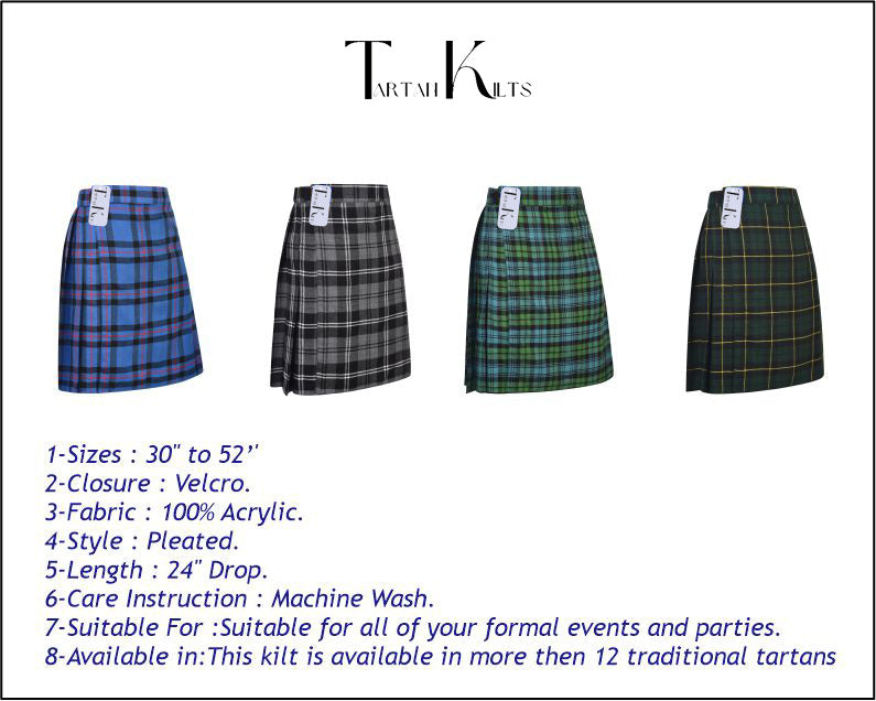 Mens Kilt for Sports, Our Golf Kilt Perfect for Traditional Scottish Clothing, Elliot Modern Tartan Kilt
