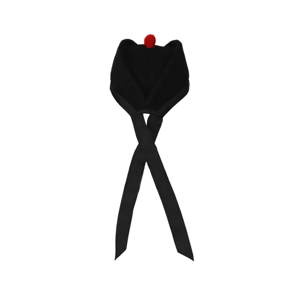 Scottish Black Wool Glengarry Hat with Red Pompom