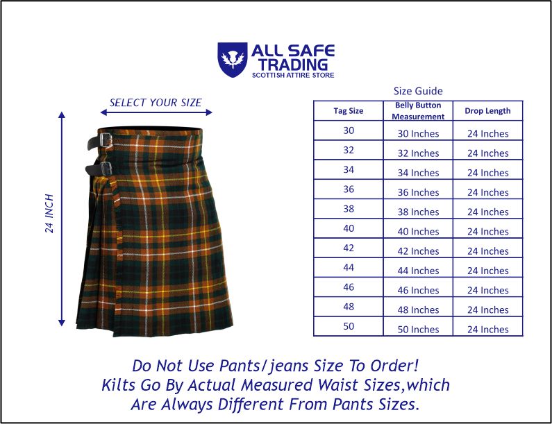 Men's 5 Yard Scottish Tartan Kilt, Highland Wedding Kilt, Buchanan Hunting Tartan Kilt