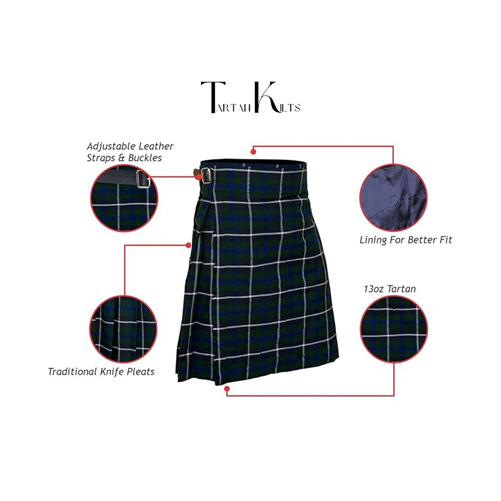 Authentic Scottish Men's Tartan Kilts - Highland Light Weight Value Kilt Embrace Your Heritage with Comfort Douglas Tartan Kilt