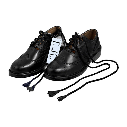 Scottish Black Leather Ghillie Brogues Kilt Shoes UK Sizes 7-12