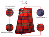 Men's 8 Yard Kilt for Men, Men's Deluxe Kilt, Scottish Tartan Kilt, Highland Wedding Kilt, Royal Stewart Kilt