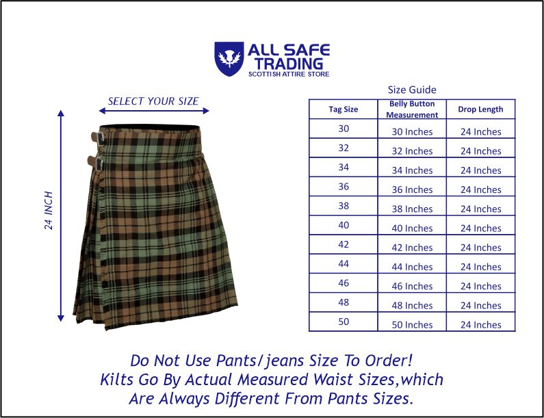 Men's 5 Yard Scottish Tartan Kilt, Highland Wedding Kilt, Black Watch Weathered Tartan Kilt
