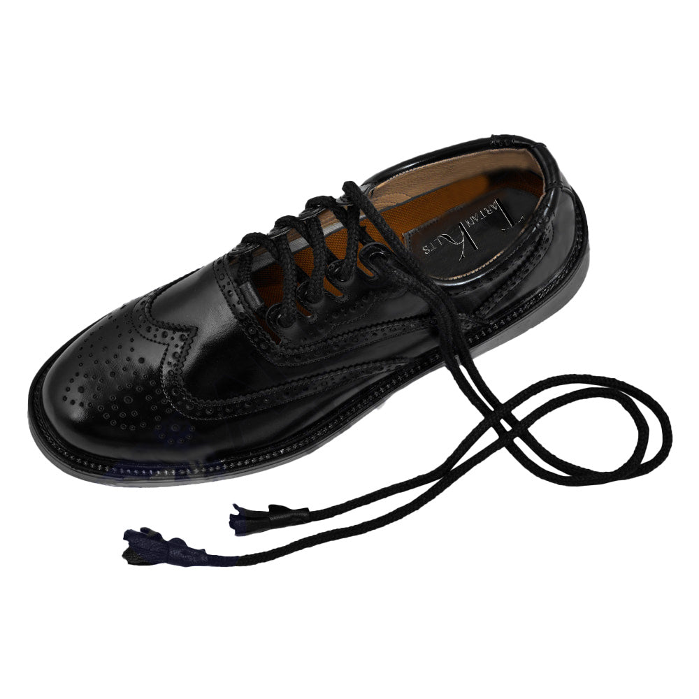 Scottish Black Synthetic Leather Ghillie Brogues Kilt Shoes UK Sizes 6-13