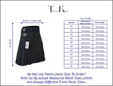 Men's 8 Yard Kilt for Men, Men's Deluxe Kilt, Scottish Tartan Kilt, Highland Wedding Kilt, Plain Black Kilt
