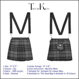 Traditional Scottish Women Tartan Bag Pleated Crossbody Purse - Adjustable Straps, Zip Closure Grey Tartan