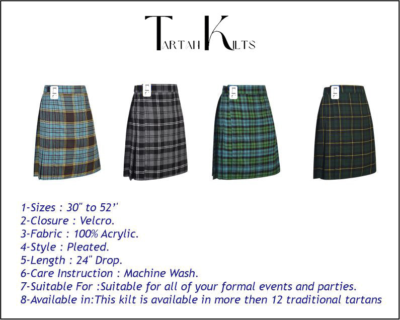 Mens Kilt for Sports, Our Golf Kilt Perfect for Traditional Scottish Clothing, Black Watch Weathered Tartan Kilt