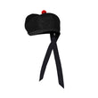 Scottish Black Wool Glengarry Hat with Red Pompom