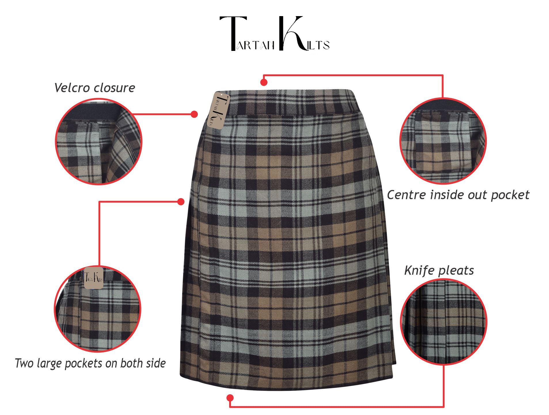 Mens Kilt for Sports, Our Golf Kilt Perfect for Traditional Scottish Clothing, Black Watch Weathered Tartan Kilt