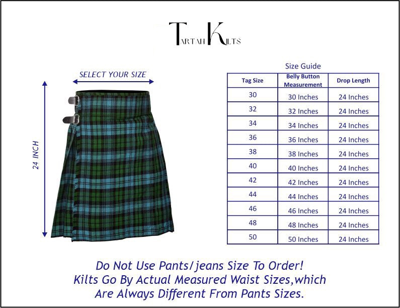 5 Yard Campbell Ancient Tartan Kilt Stylish Scottish Outfit