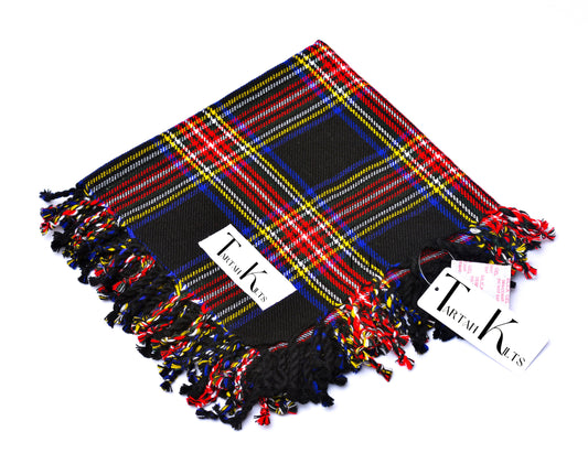 Scottish Men's Kilt Tartan Fly Plaid - Black Stewart