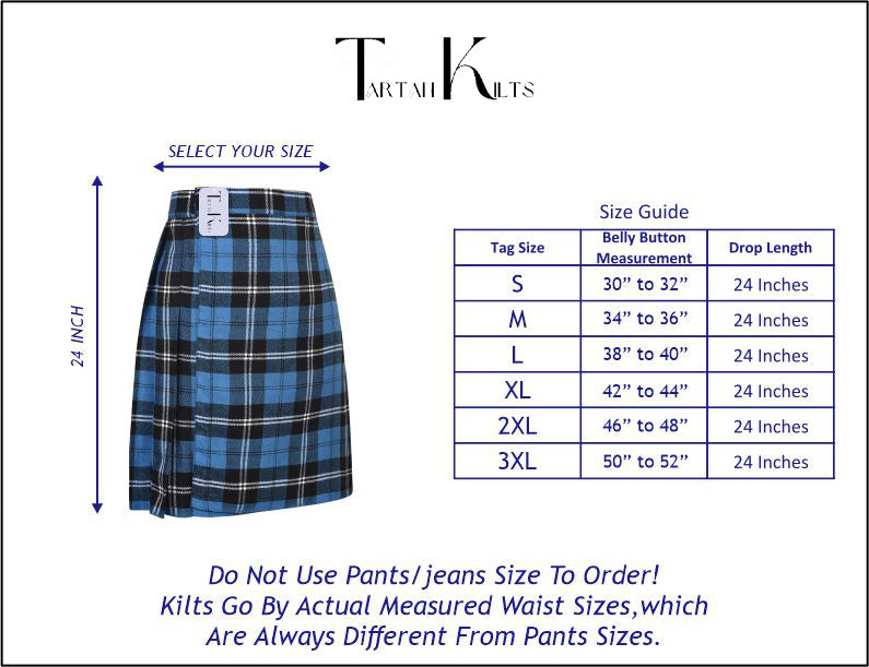 Mens Kilt for Sports, Our Golf Kilt Perfect for Traditional Scottish Clothing, Blue Ramsay Tartan Kilt