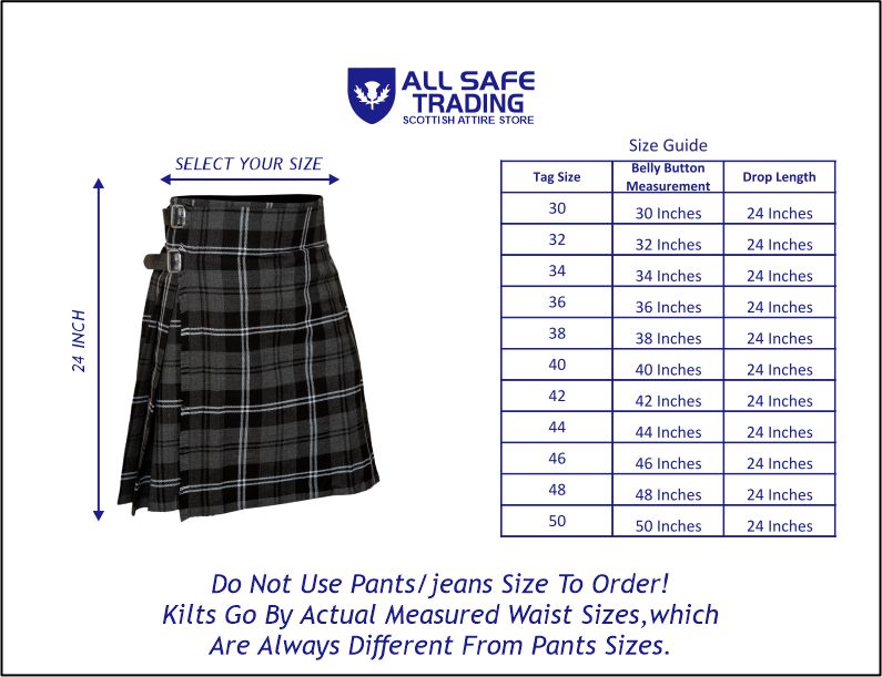 Men's 5 Yard Scottish Tartan Kilt, Highland Wedding Kilt, Granite Tartan Kilt