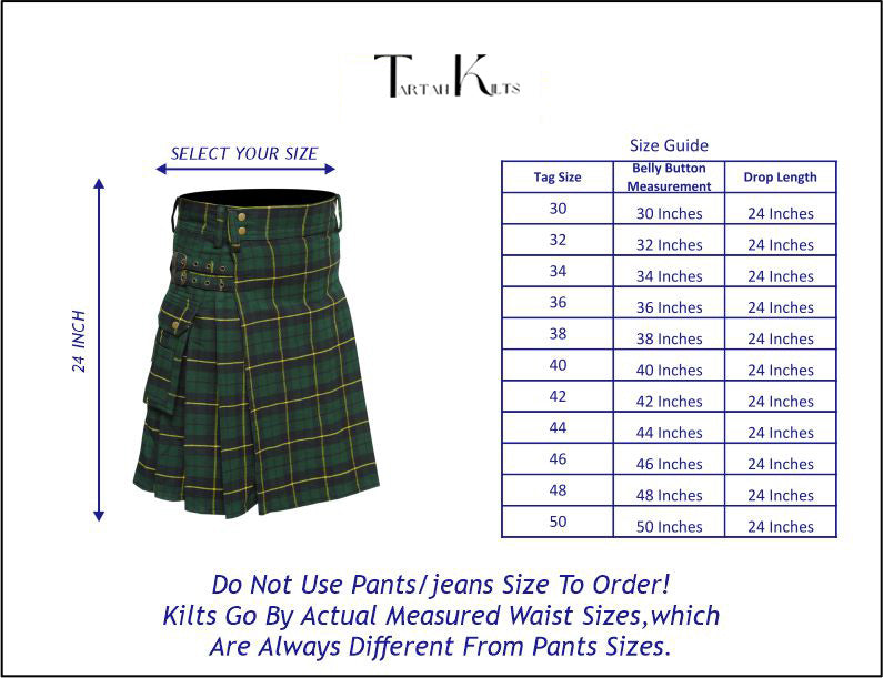 Wallace Tartan Kilt sizes