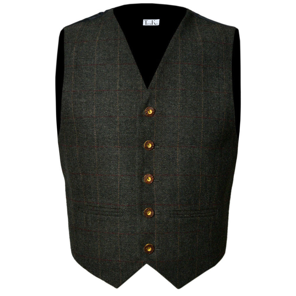 Scottish Tweed Argyle Kilt Jacket With Waistcoat/Vest - Sizes 36"- 54"