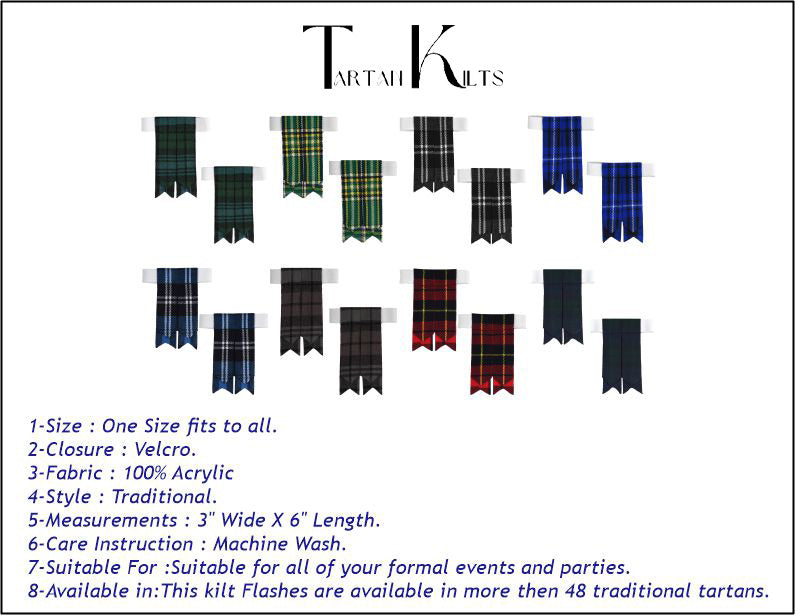 Scottish Tartan Kilt Flashes with Elastic Adjusters Wallace