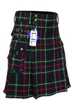 Scottish Men's Modern Mackenzie 16oz Tartan Pockets Utility Kilt, Cargo Kilt