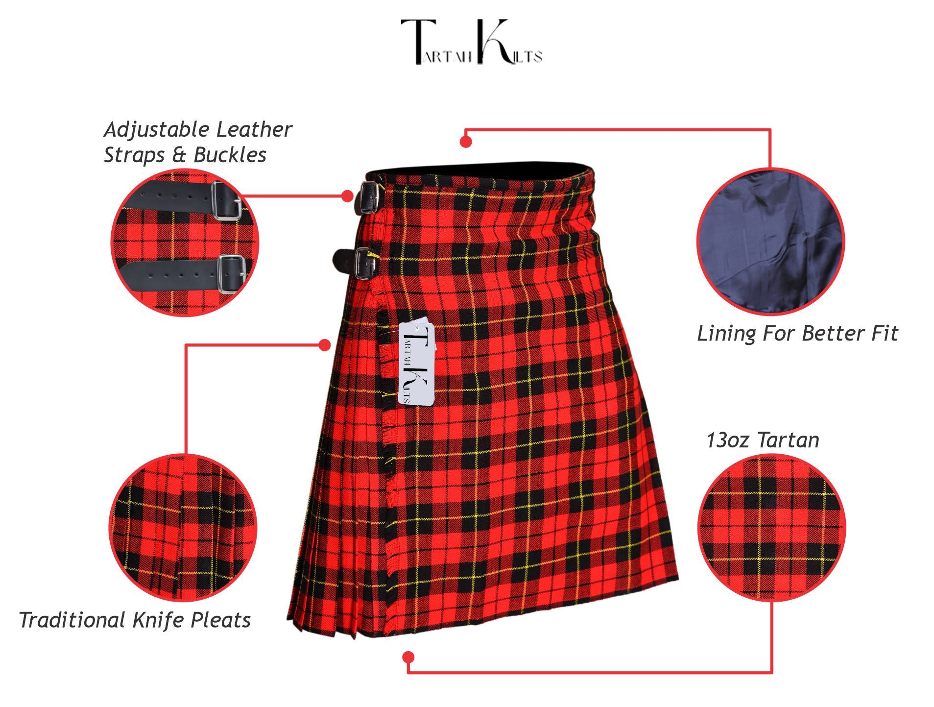 Men's 8 Yard Kilt for Men, Men's Deluxe Kilt, Scottish Tartan Kilt, Highland Wedding Kilt, Wallace Kilt