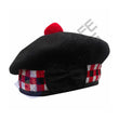 Scottish Black Wool Blended Balmorals Dice Hat With Red Pompom on Top