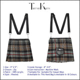 Traditional Scottish Women Tartan Bag Pleated Crossbody Purse - Adjustable Straps, Zip Closure Mackenzie Weathered Tartan