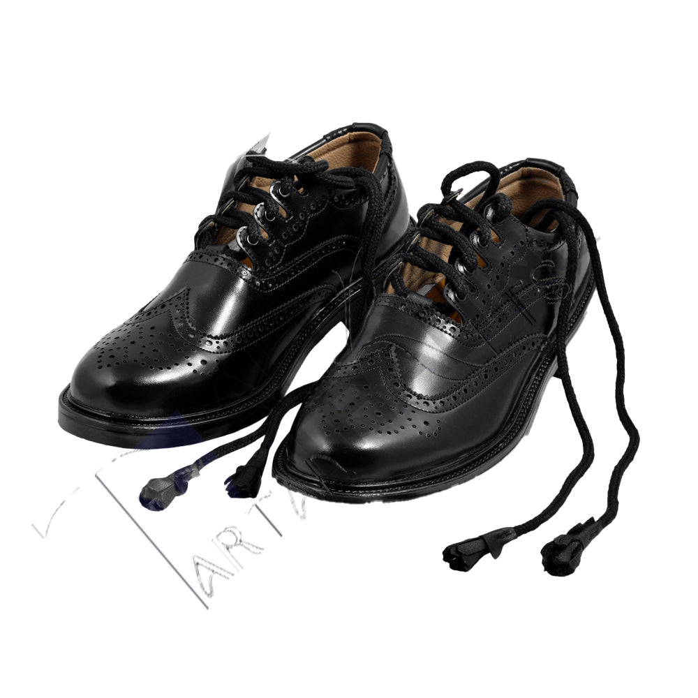 Scottish Black Synthetic Leather Ghillie Brogues Kilt Shoes UK Sizes 6-13