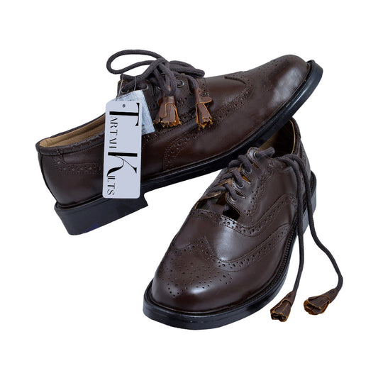 Scottish BrownLeather Ghillie Brogues Kilt Shoes UK Sizes 7-12