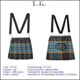 Traditional Scottish Women Tartan Bag Pleated Crossbody Purse - Adjustable Straps, Zip Closure Anderson Tartan
