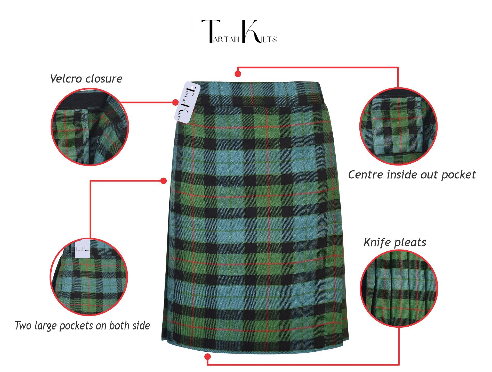 Mens Kilt for Sports, Our Golf Kilt Perfect for Traditional Scottish Clothing, Gunn Ancient Tartan Kilt