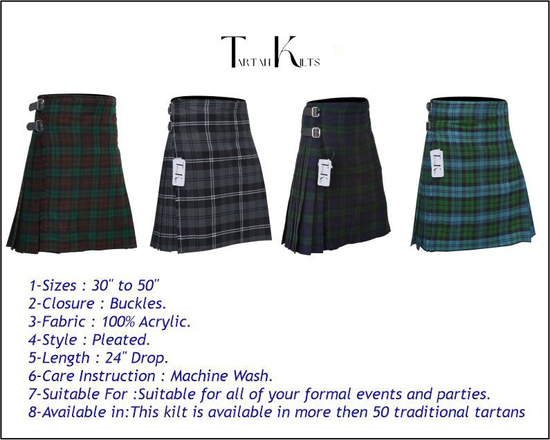 Men's 8 Yard Kilt for Men, Men's Deluxe Kilt, Scottish Tartan Kilt, Highland Wedding Kilt, Brown Watch Kilt