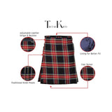 Authentic Scottish Men's Tartan Kilts - Highland Light Weight Value Kilt Embrace Your Heritage with Comfort Black Stewart Tartan Kilt