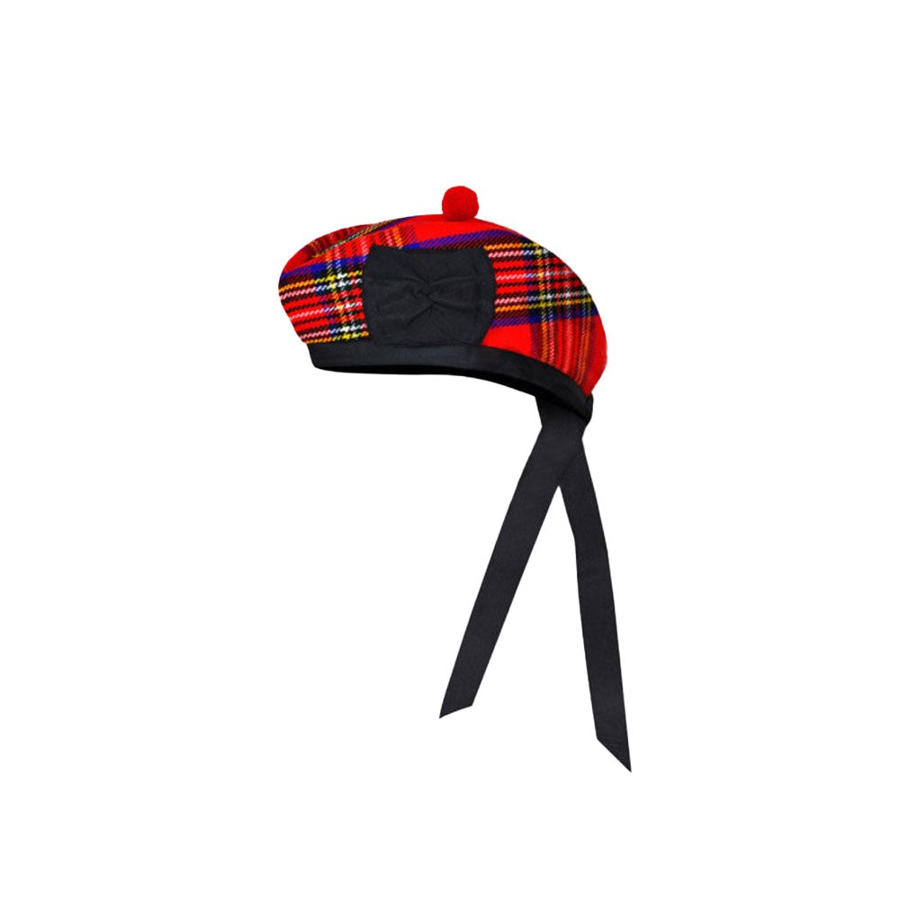 Scottish Royal Stewart Glengarry Hat with Red Pompom