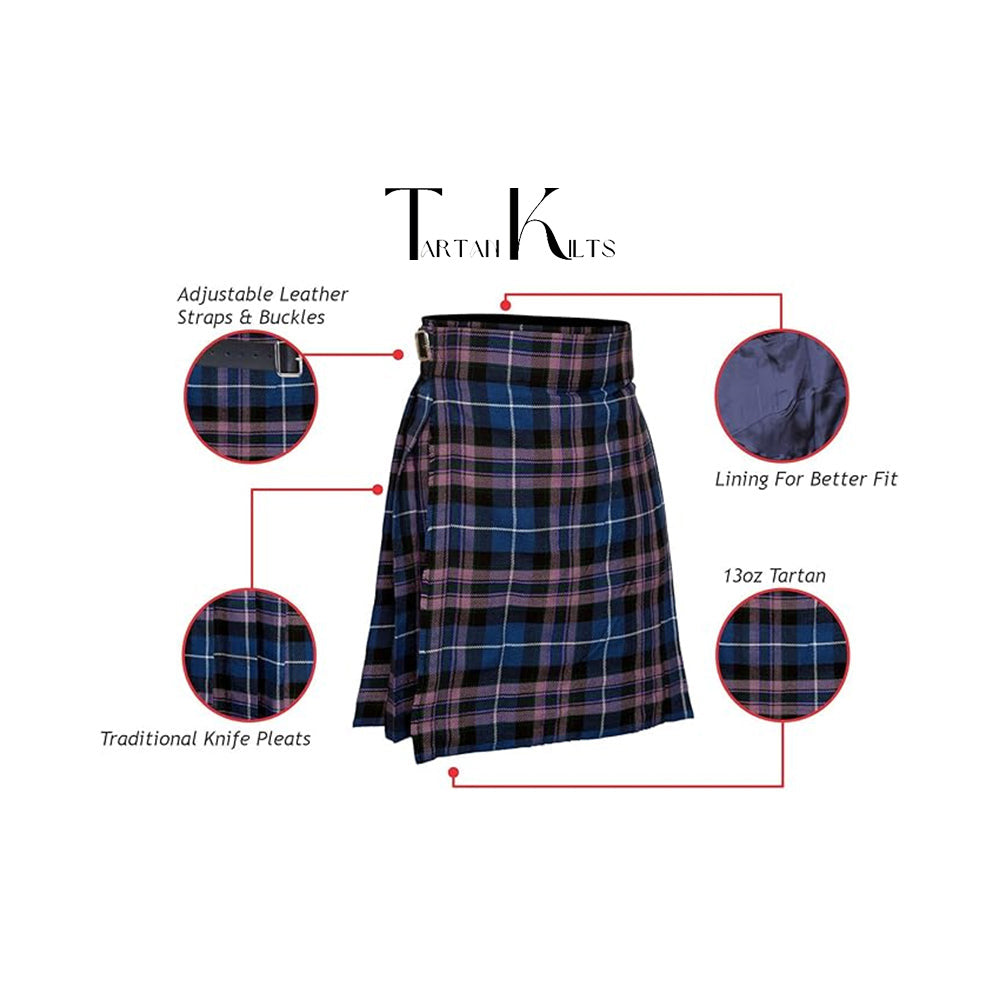 Authentic Scottish Men's Tartan Kilts - Highland Light Weight Value Kilt Embrace Your Heritage with Comfort Pride of Scotland Tartan Kilt