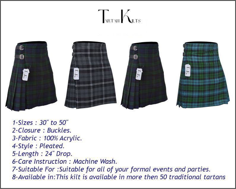 Men's 8 Yard Kilt for Men, Men's Deluxe Kilt, Scottish Tartan Kilt, Highland Wedding Kilt, Macdonald Kilt