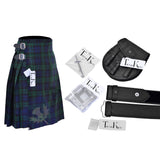 Men's Scottish 6 Piece Casual Kilt Outfit with Sporran, Black Watch Tartan Kilt