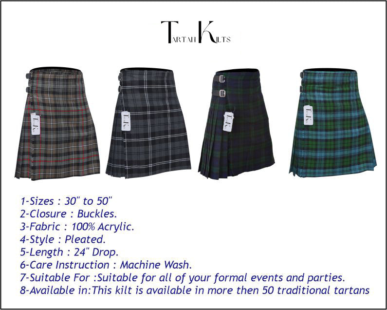 Men's 8 Yard Kilt for Men, Men's Deluxe Kilt, Scottish Tartan Kilt, Highland Wedding Kilt, Mackenzie Weathered Kilt