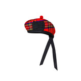 Scottish Royal Stewart Glengarry Hat with Red Pompom