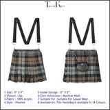 Traditional Scottish Women Tartan Bag Pleated Crossbody Purse - Adjustable Straps, Zip Closure Black Watch Weathered Tartan