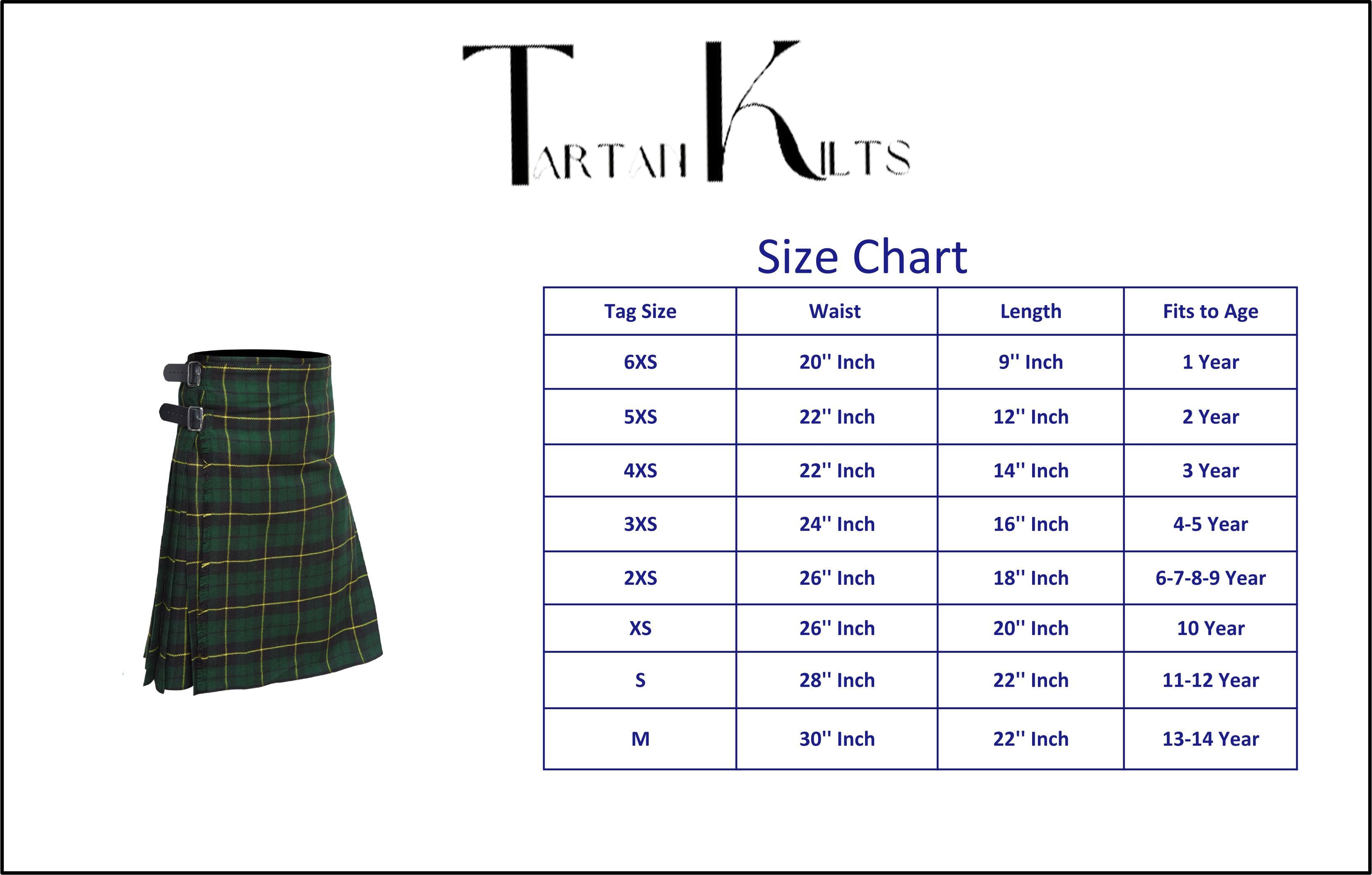 Scottish Traditional Tartan Kilt for Kids, Boys and Girls Toddler Kilts with Ease of Size - Wallace  Tartan
